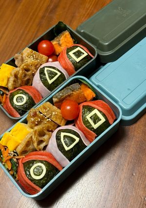 イカゲーム　お弁当　お別れ遠足　キャラ弁-レシピのメイン写真