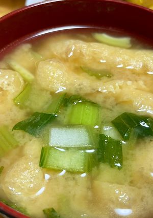 青梗菜と油揚げの味噌汁-レシピのメイン写真