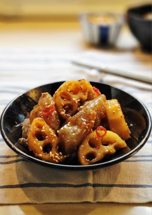 れんこんとこんにゃく🍱甘辛炒め🍺-レシピのメイン写真