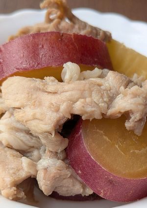 戻し汁も使い切る！旨味たっぷりサツマイモと豚肉煮-レシピのメイン写真
