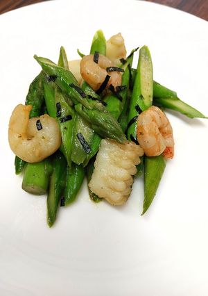 アスパラガスと海鮮のバター炒め-レシピのメイン写真