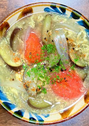 相葉マナブ☆ナスとトマトの卵スープ-レシピのメイン写真