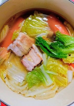 冬今日の夕飯！豚バラ白菜人参のポトフ主菜-レシピのメイン写真