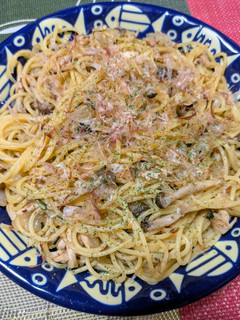 ササミとしめじ玉ネギ大葉の和風パスタ-レシピのメイン写真