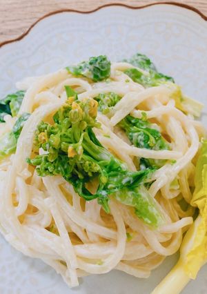 菜の花の豆腐クリームパスタ-レシピのメイン写真