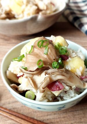 調味料たったの2つ！さつま芋と舞茸の炊き込みご飯-レシピのメイン写真