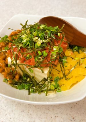 納豆＆ねぎとろ＆たくあんで♪元気やっこ-レシピのメイン写真