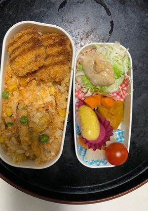 レンジ簡単洋風ビリヤニ風味炒飯弁当-レシピのメイン写真