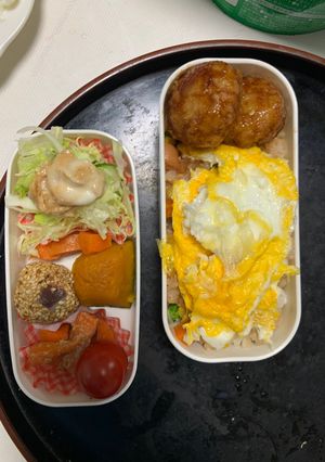 レンジ簡単洋風梅焼き肉味オムライス弁当-レシピのメイン写真