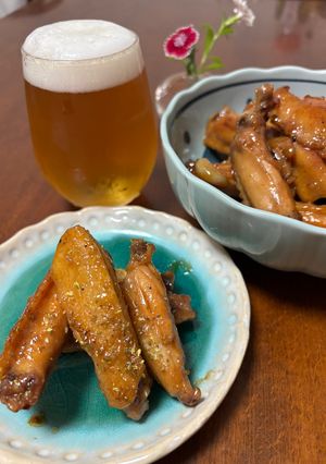 手羽中のてりやき山椒をふって-レシピのメイン写真