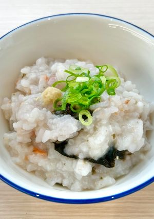 防災レシピ🍲湯煎で作る🍙おにぎり海苔雑炊-レシピのメイン写真