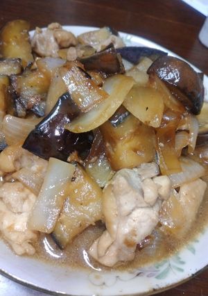 鶏腿と水ナスの簡単酢炒め-レシピのメイン写真