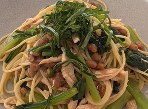 納豆と小松菜と梅肉の冷製パスタ-レシピのメイン写真
