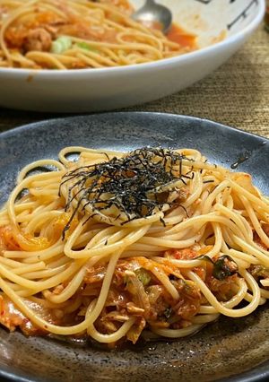 ツナとキムチのスパゲッティ-レシピのメイン写真
