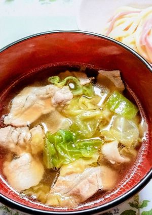 簡単ランチ！春キャベツ豚バラのつけうどん-レシピのメイン写真