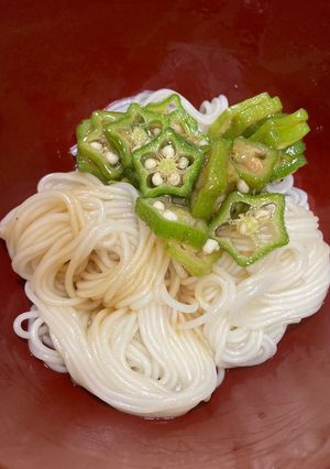 おくら温そうめん-レシピのメイン写真