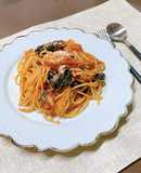 ツナとほうれん草のトマトパスタ