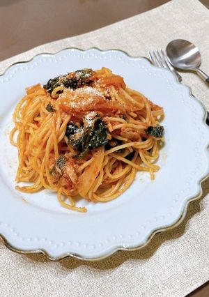 ツナとほうれん草のトマトパスタ-レシピのメイン写真