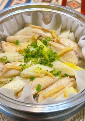 超簡単‼︎! 手羽中長ネギ蒸し♪塩生姜味-レシピのメイン写真