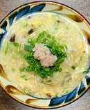 ふかひれスープ缶とカニ缶で贅沢お粥