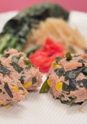 生ワカメの蒸しハンバーグ-レシピのメイン写真