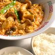 爽やか絹サヤとぷりぷりしめじの麻婆丼