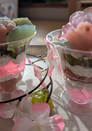 ひな祭りの菱餅風パフェ-レシピのメイン写真