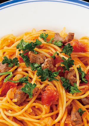 ワンパンでパスタ！豚ハツのアラビアータ-レシピのメイン写真