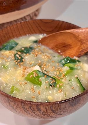小松菜、卵、豆腐の中華粥-レシピのメイン写真