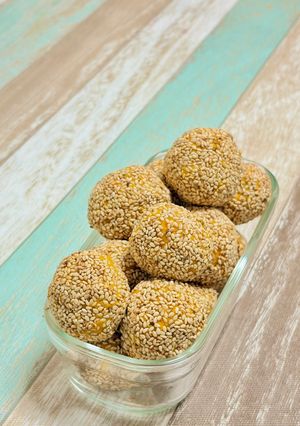クリームチーズかぼちゃの簡単ごま団子-レシピのメイン写真