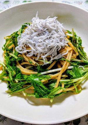 簡単ランチ!水菜とシラスと海苔のパスタ-レシピのメイン写真
