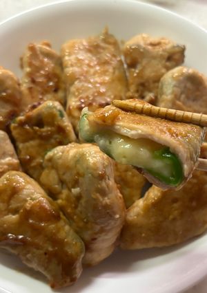 とろーり☆肉巻きピーマン☆焼肉タレで簡単-レシピのメイン写真