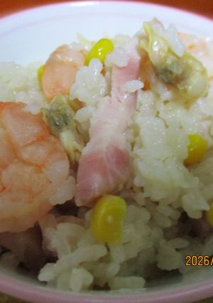 あさりとむき海老の炊き込みご飯😋♪-レシピのメイン写真