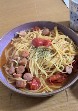 ミニトマトとウインナーのパスタ-レシピのメイン写真