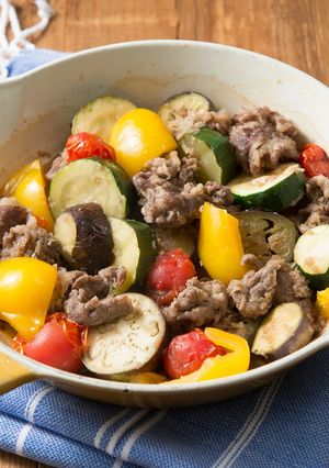 牛肉と夏野菜のフライパン蒸し-レシピのメイン写真