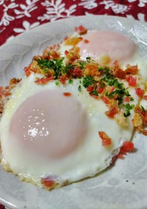 カリカリチーズ紅生姜の目玉焼き※簡単朝食-レシピのメイン写真