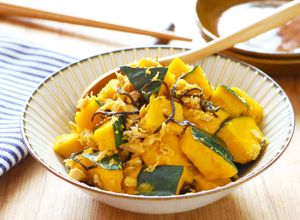 レンジで簡単！かぼちゃとツナの塩昆布和え-レシピのメイン写真