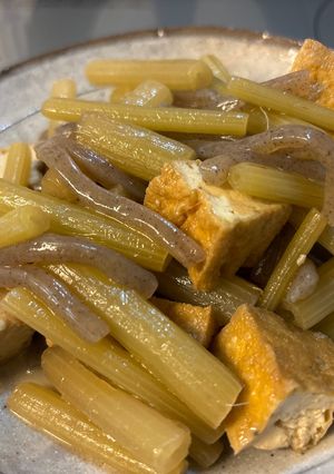 ふきと油揚げとこんにゃくのピリ辛炒め煮。-レシピのメイン写真
