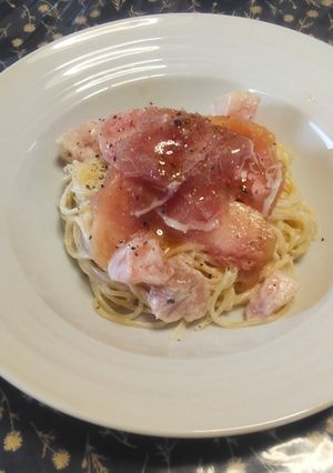 桃と生ハムの冷製スパゲティ-レシピのメイン写真