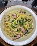 簡単！ズボラ飯！オクラと水煮大豆塩パスタ