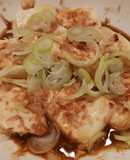 レンジで3分ー麺つゆ煮湯豆腐ー