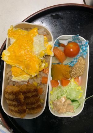 レンジソースチキンカツ味オムライス弁当-レシピのメイン写真