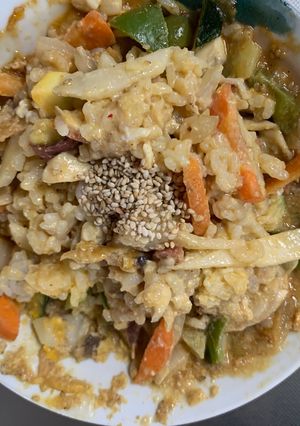 お一人様野菜たっぷりキムチウスター味炒飯-レシピのメイン写真