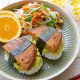 大豆ミートハンバーグでスパムおにぎり?!