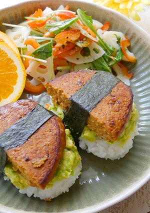 大豆ミートハンバーグでスパムおにぎり?!-レシピのメイン写真