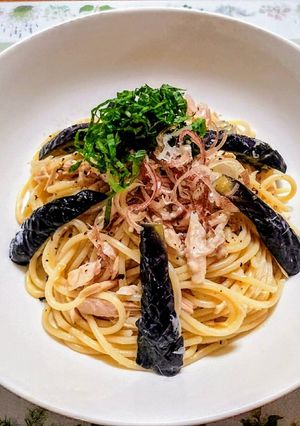 簡単夏の夕飯！和風なすツナ大葉冷製パスタ-レシピのメイン写真