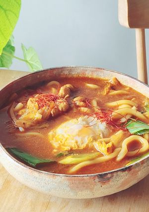 冷凍うどんでキムチチゲチキン☆簡単ランチ-レシピのメイン写真
