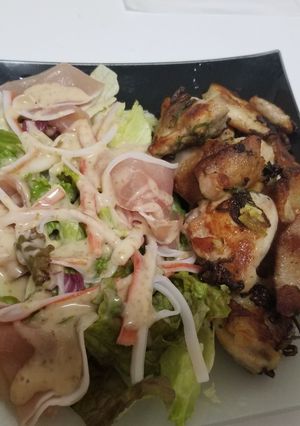 生ハムのサラダ&鶏肉のネギ塩焼き🦀-レシピのメイン写真
