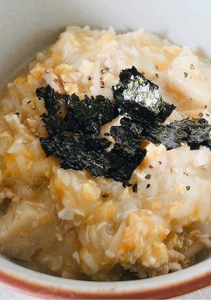 豚ひき肉とえのきの雑炊-レシピのメイン写真