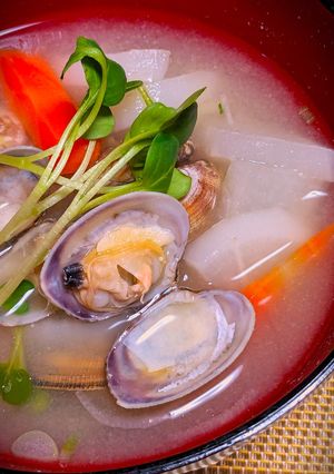 超簡単お馴染みあさりの野菜味噌汁💖-レシピのメイン写真